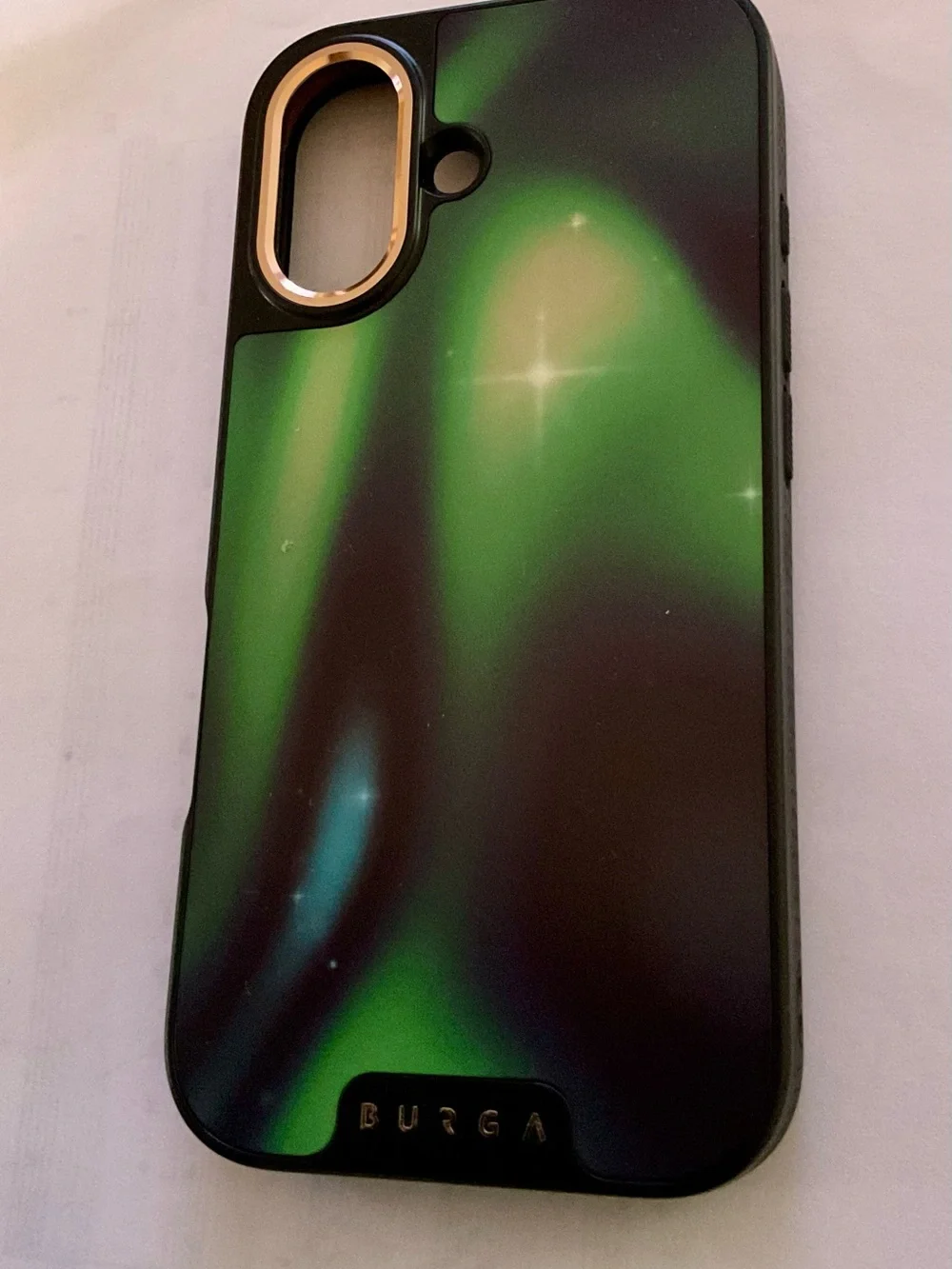 Burga Green Aurora iPhone 16 Case - Slim Protective Design. Never used, like new